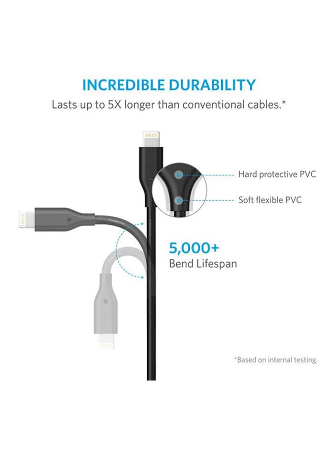 Anker - Anker Powerline II Lightning Cable (6ft), Probably The World's Most Durable Cable, MFi Certified for iPhone 14/14 Pro/13/13 Pro Max/12/12 Pro Max/XR/X/8/8 Plus/7/7 Plus/6/6 Plus Black - Image 1
