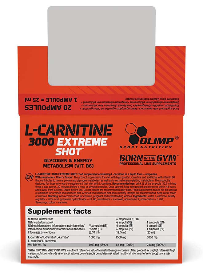 Olimp - L-Carnitine 3000 Extreme Shot Orange 20 x 25 ml - Image 1