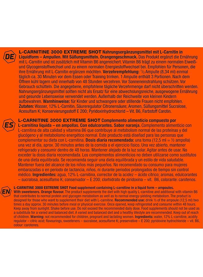 Olimp - L-Carnitine 3000 Extreme Shot Orange 20 x 25 ml - Image 1