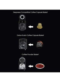 Saachi Multi Capsule Coffee Machine with 19 Bar Automatic Steam Pressure Pump, Compatible with Coffee Powder, Nespresso and Dolce Gusto Capsules 1450 W NL-COF-7058C-BK Black  - Image 4