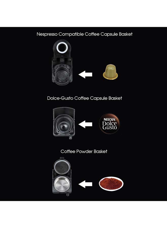 Saachi - Multi Capsule Coffee Machine with 19 Bar Automatic Steam Pressure Pump, Compatible with Coffee Powder, Nespresso and Dolce Gusto Capsules 1450 W NL-COF-7058C-BK Black - Image 1
