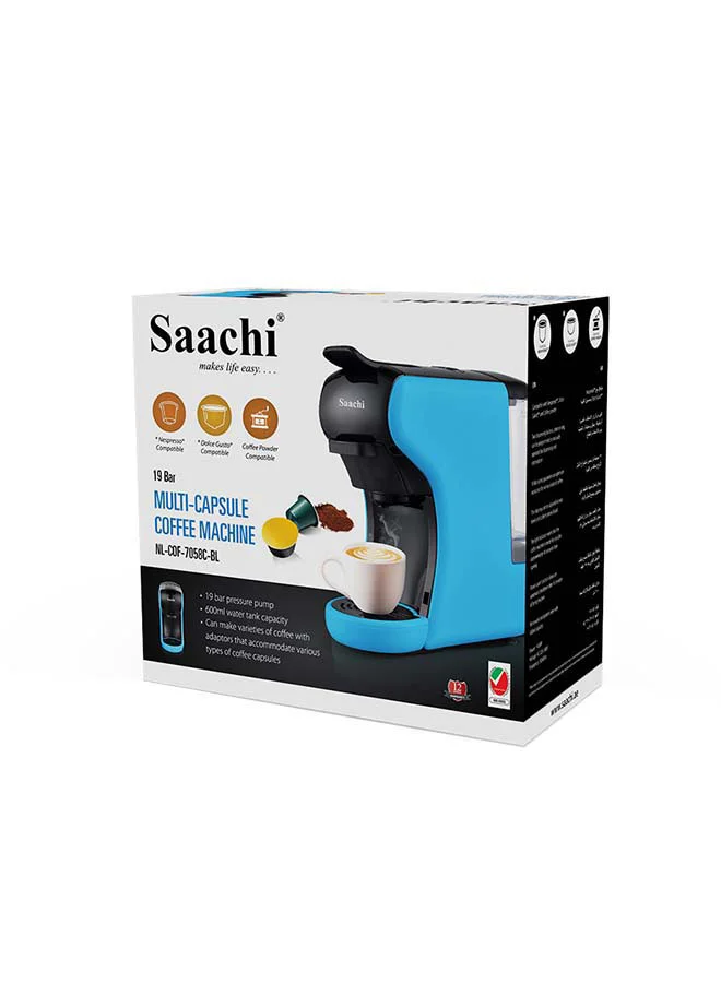 Saachi Multi-Capsule Coffee Machine With 19 Bar Automatic Steam Pressure Pump 600.0 ml 1450.0 W NL-COF-7058C-BL Blue