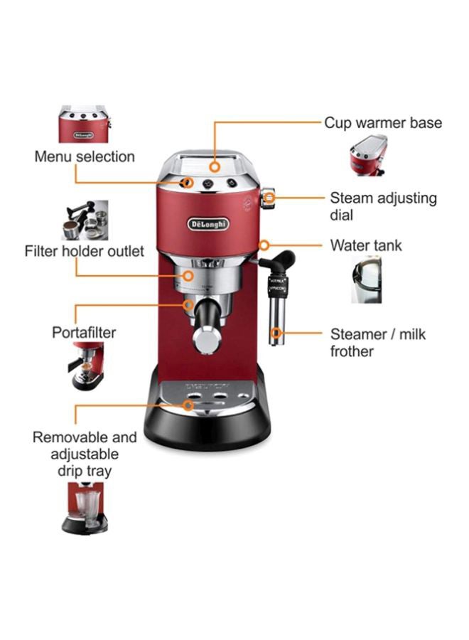 De'Longhi Dedica Espresso Coffee Maker 1.1 L 1350.0 W EC685.R Red - Image 3