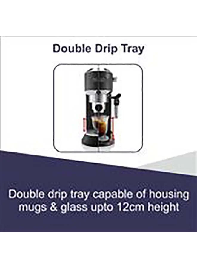 De'Longhi Dedica Pump Espresso Manual Coffee Machine | Cappuccino, Latte Macchiato With Milk Frother | Thermo Block Heating System For Accurate Temperature | Easy To Clean | 1.1 L 1450 W EC685.BK Black/Silver