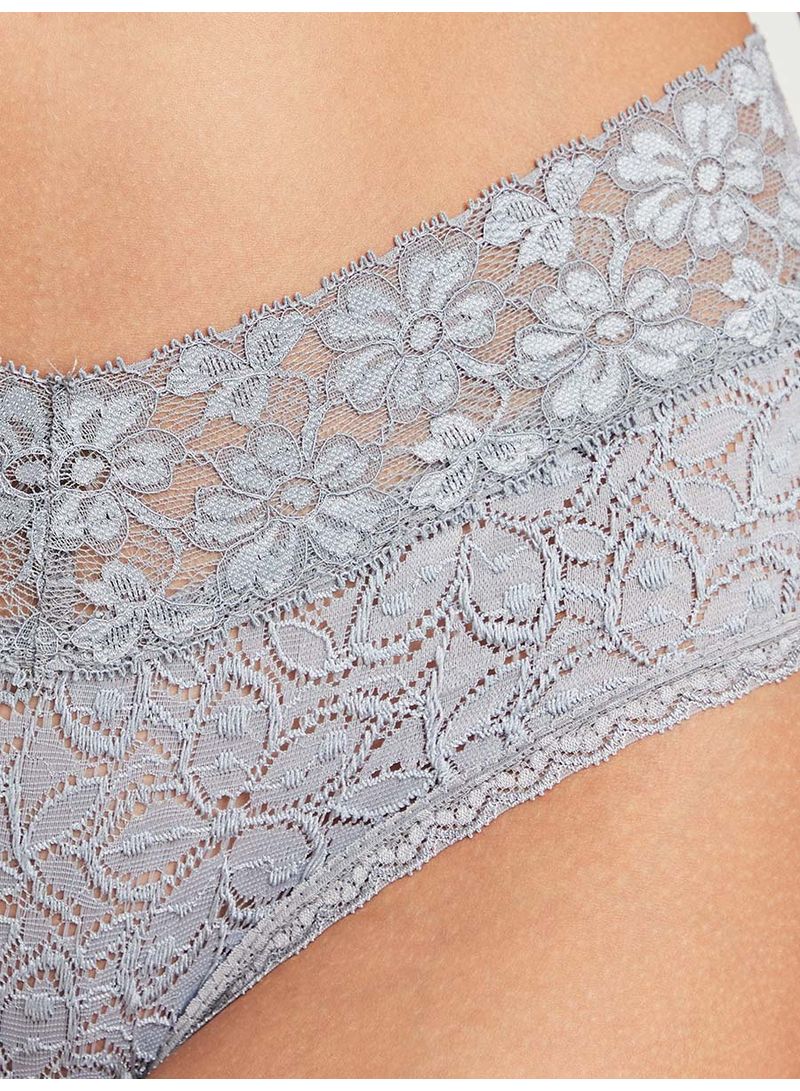 Ngal Floral Mesh Scallop Lace Brief Grey  - Image 4