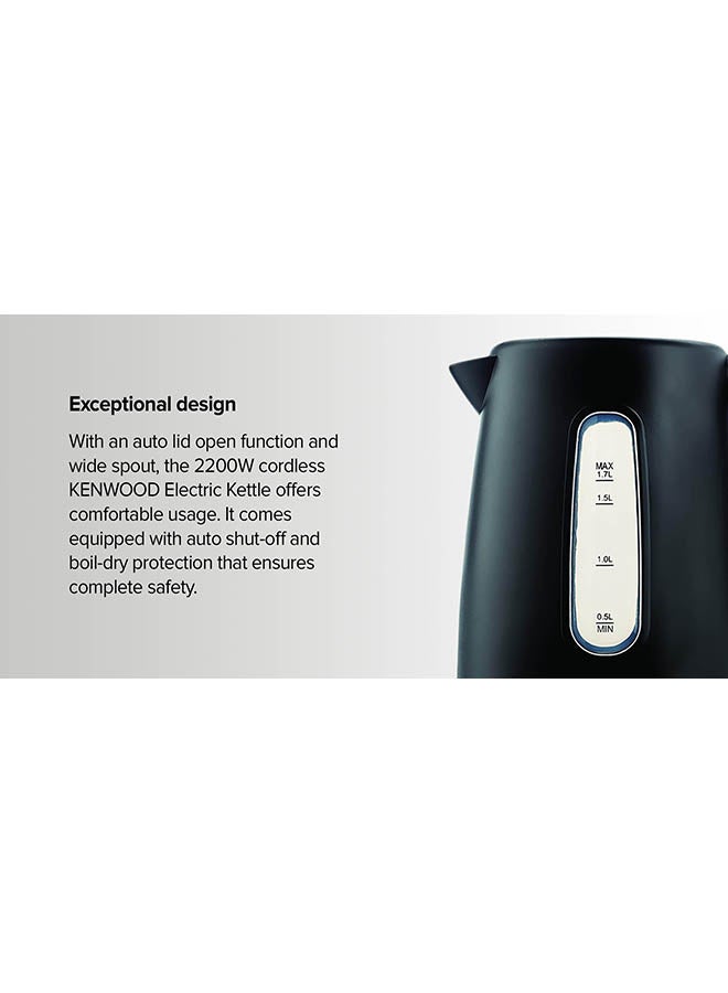 KENWOOD - Cordless Electric Kettle With Auto Shut-Off & Removable Mesh Filter 1.7 L 2200 W ZJP01.A0BK Black/Silver - Image 1