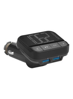 Car FM Transmitter, Wireless In-Car Radio Adapter Kit with Dual USB Ports, Hands-Free Calling, AUX Port, TF Card Slot, LED Display, Multiple EQ Modes and Remote Control for Smartphones, Tablets, EzFM-2