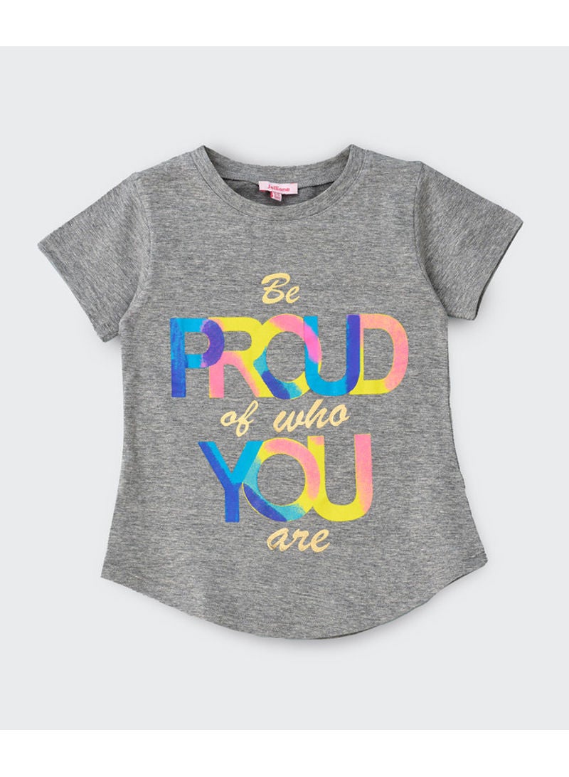 Jelliene Graphic Print T-Shirt Light Grey Melange  - Image 1