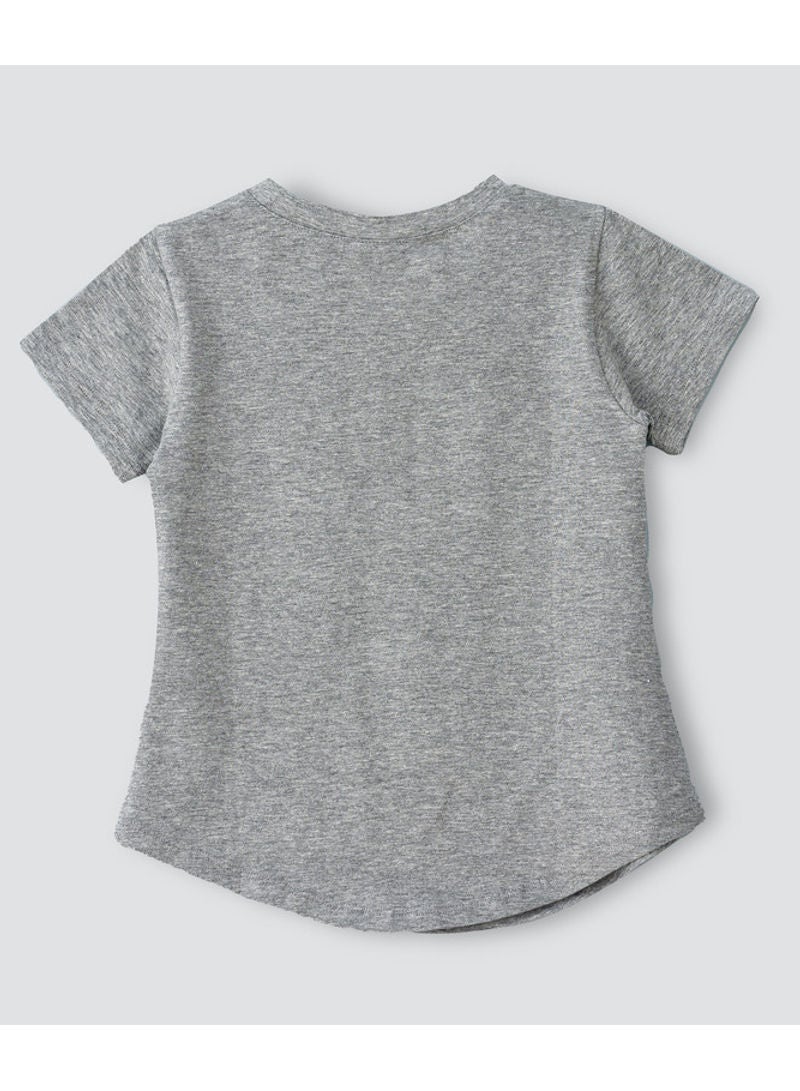 Jelliene Graphic Print T-Shirt Light Grey Melange  - Image 2