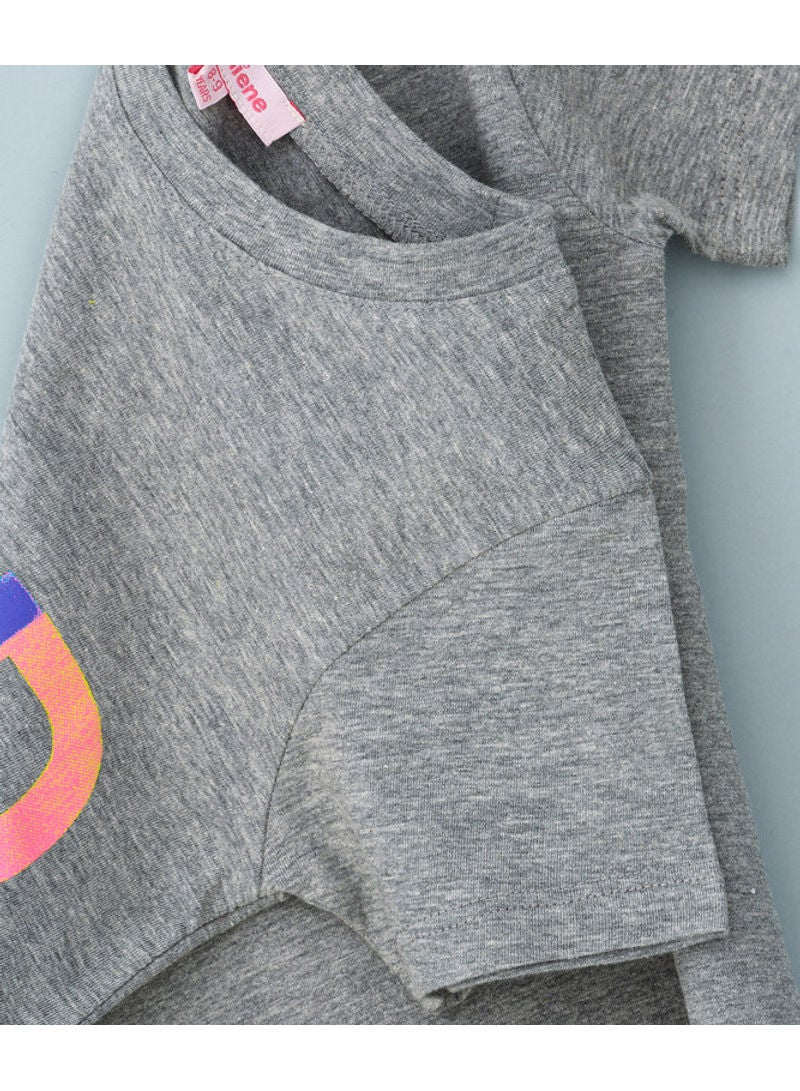Jelliene Graphic Print T-Shirt Light Grey Melange  - Image 4