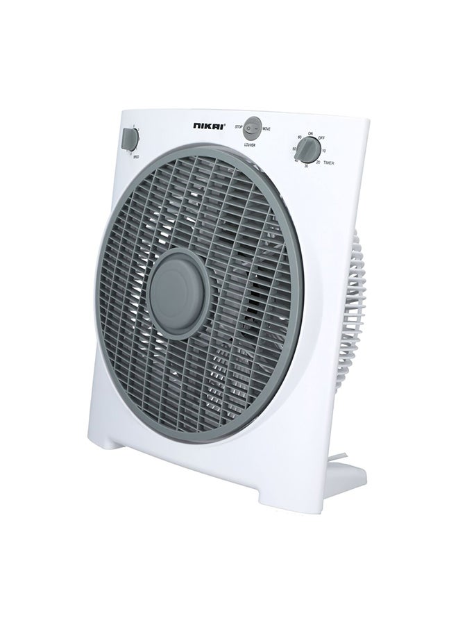 NIKAI - 12” Box Fan With Timer, 5 PP Blades, 3 Speeds, Rotating Grill, 60-Min Timer, Energy-Efficient, Child Safe Personal Desk Fan, Ideal For Office, And Home NF755N2 Grey - Image 1