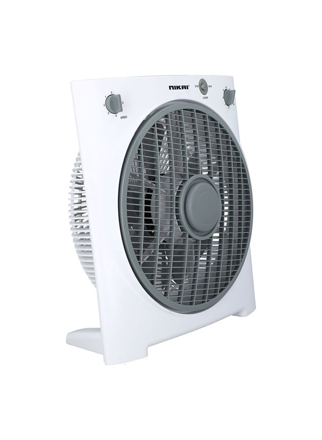 NIKAI - 12” Box Fan With Timer, 5 PP Blades, 3 Speeds, Rotating Grill, 60-Min Timer, Energy-Efficient, Child Safe Personal Desk Fan, Ideal For Office, And Home NF755N2 Grey - Image 1