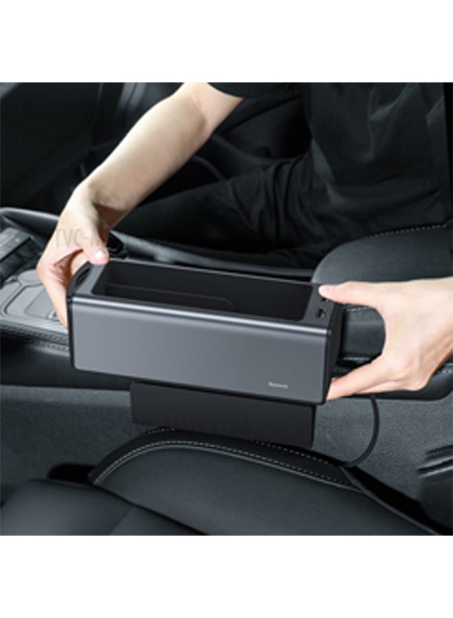 Baseus Metal Car Seat Gap Filler, Car Seat Gap Organizer Front Seat with Cup Holder/2 USB Ports, Car Seat Storage Box  - Image 4