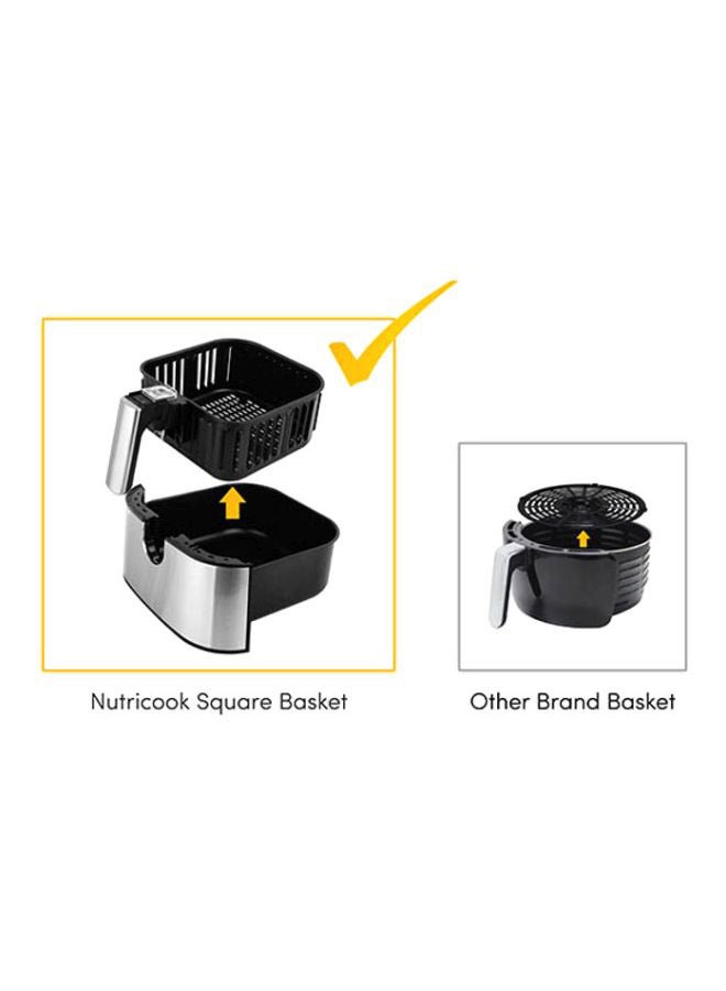 nutricook Air Fryer 2 Led One Touch Screen With 10 Presets Preheat Celsius To Fahrenheit Conversion Auto Shut Off And Shake Reminder 5.5 L 1700 W AF205 Stainless Steel  - Image 4