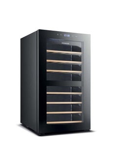 Beverage Cooler 43 Bottles Wine Cooler With Dual Temperature Zone, Double Glass Door, Blue Light, Smart Temperature Control 43 L 85 W BCW43.000BK Black