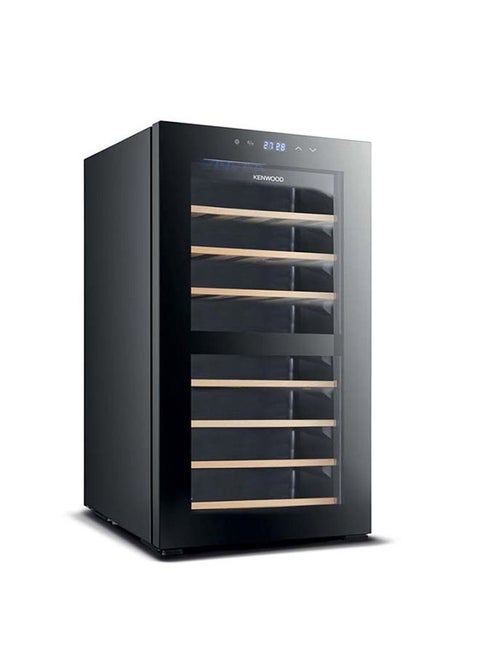 Beverage Cooler 43 Bottles Wine Cooler With Dual Temperature Zone, Double Glass Door, Blue Light, Smart Temperature Control 43 L 85 W BCW43.000BK Black