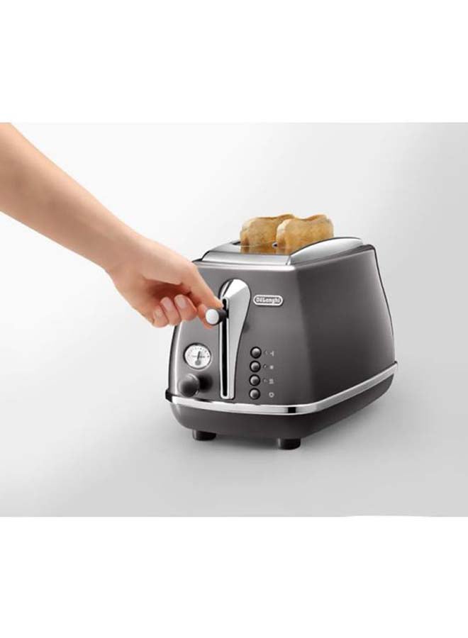 De'Longhi 2-Slice Icona Metallics Toaster 900.0 W CTOT2003.GY Grey/Silver - Image 3