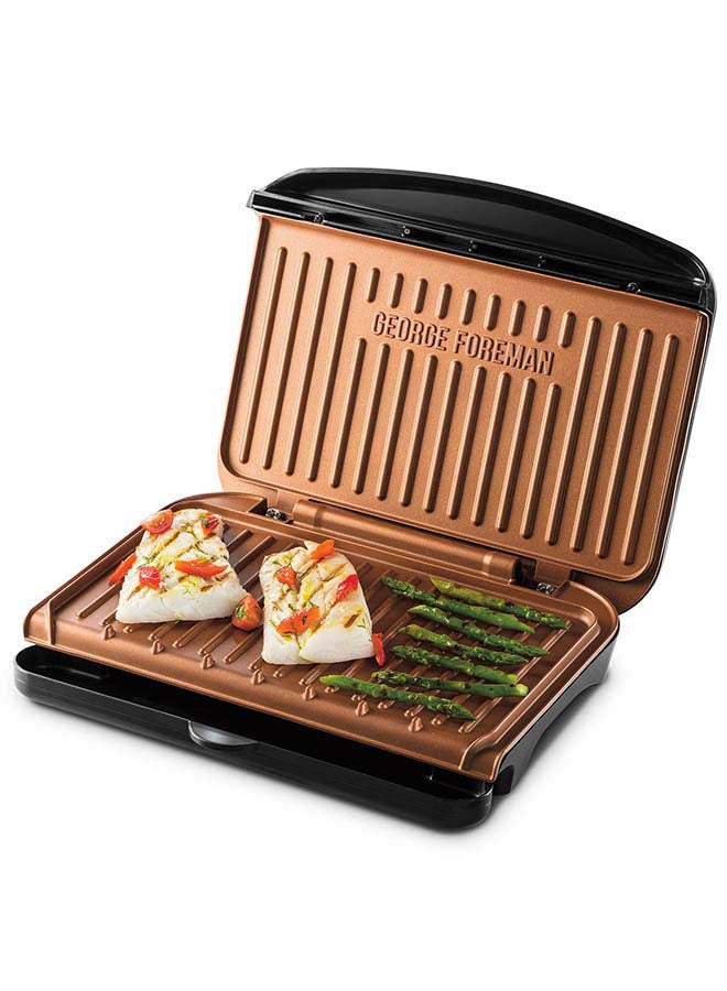 George Foreman Electric Indoor Medium Fit Grill Versatile Griddle, Hot Plate, And Toastie Machine With Improved Non-Stick Coating And Speedy Heat Up 1630 W 25811 Black Copper - Image 4