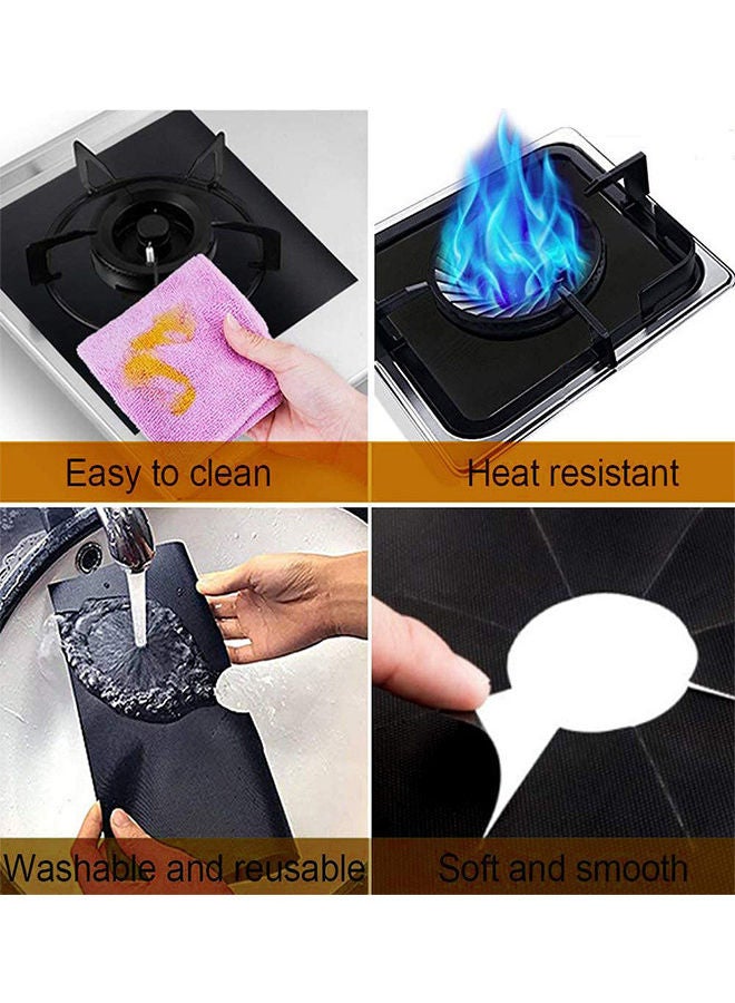 طقم أغطية موقد غاز مكون من 8 قطع أسود 27x27سم  - Image 3