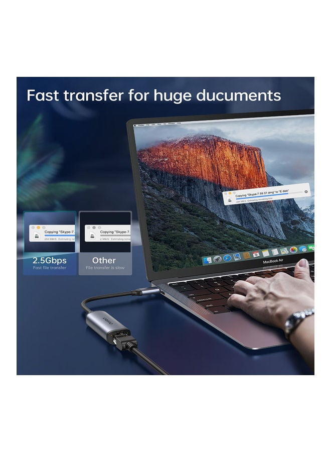 تشوتيك - محول Type-C إلى إيثرنت رمادي - Image 1