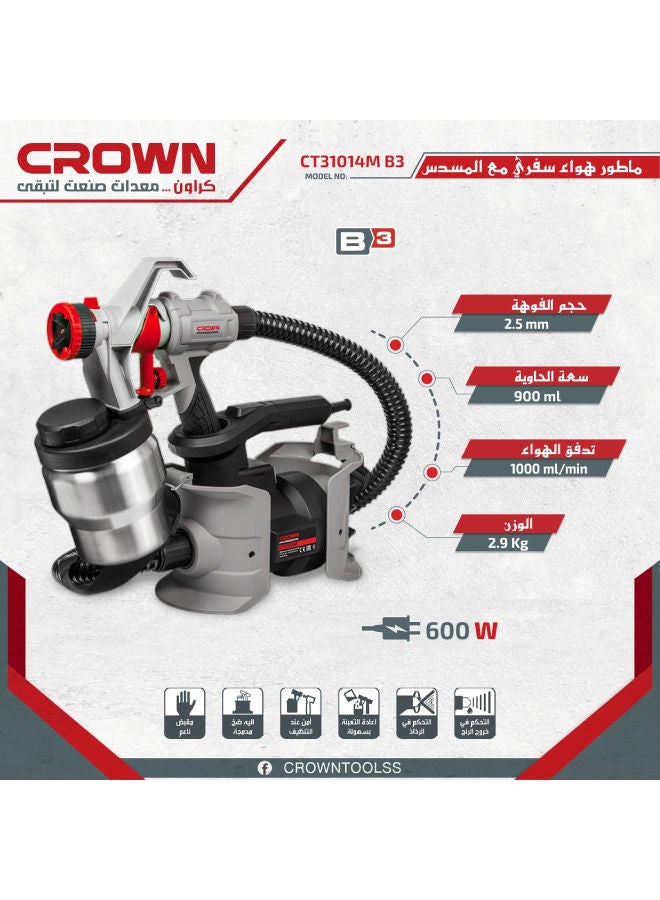 Crown Electric Spray Gun Black/Grey/Red - Image 2
