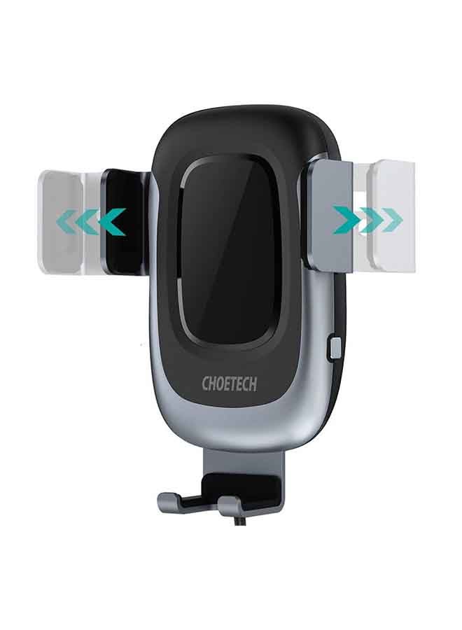 CHOETECH Wireless Dashboard And Car Vent Mechanical Phone Holder 15W Black/Silver - Image 1