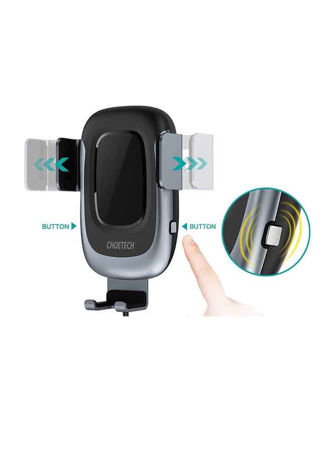CHOETECH Wireless Dashboard And Car Vent Mechanical Phone Holder 15W Black/Silver - Image 2