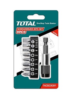 TOTAL Total 9Pcs Screwdriver Bits Set Tacsd3091 Silver 14.8 x 8.6 x 1.8cm 