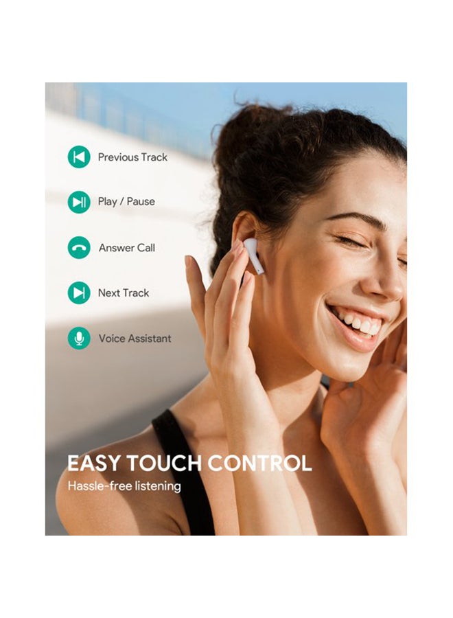 Aukey - EP-T21S 3D Surround Sound Move Compact II Wireless Earbuds White - Image 1