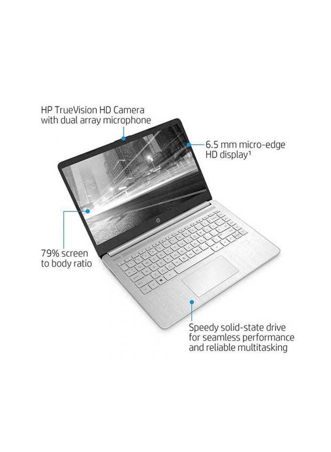 HP - 14-DQ2055WM (Upgraded Version) Laptop With 14-Inch HD Display, 11th Gen Core i3 1115G4 Processor/12GB RAM/256GB SSD/Intel UHD Graphics/Windows 10/International Version English/Arabic Silver - Image 1