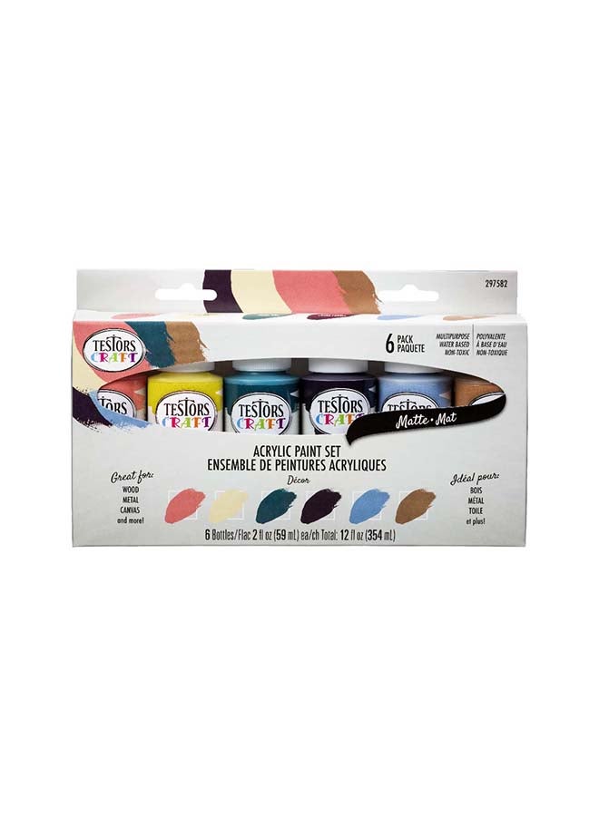 تستورز طقم ألوان أكريليك غير لامعة للأشغال اليدوية من 6 قطع متعدد الألوان