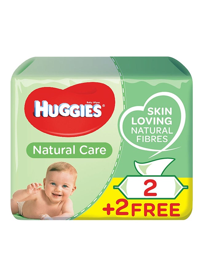 HUGGIES Natural Care Baby Wipes, 224 Count (2+2 Free) - Skin Loving Natural Fibers, Aloe Vera