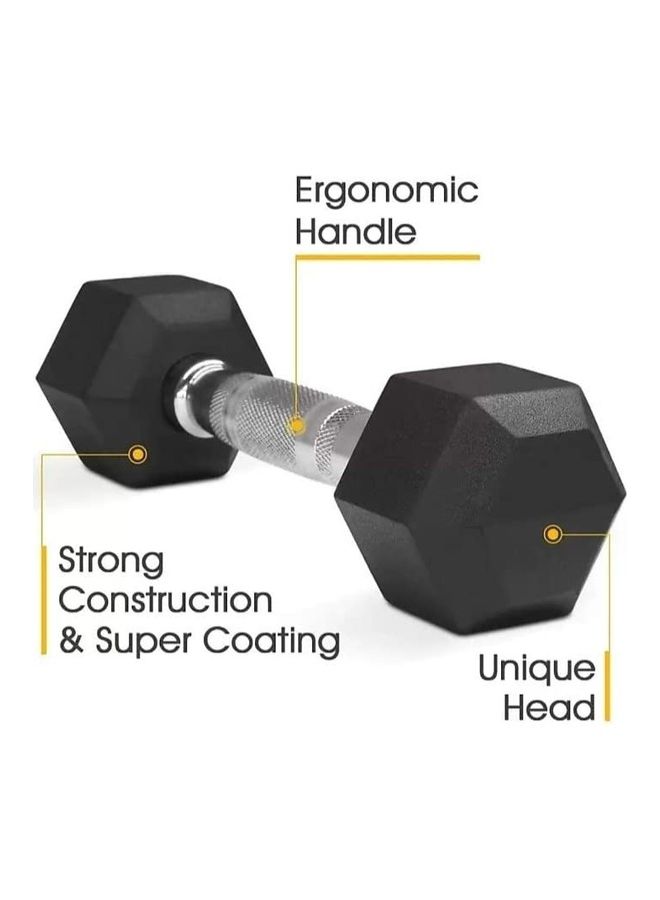 Sparnod Fitness SDH-2.5_ PAIR Hex Dumbbells Rubber Coated With Metal Handle For Strength Training And Body Workout 5kg - Image 2