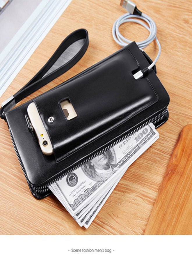 بايلليري محفظة بسحاب وكباس للرجال أسود - Image 5