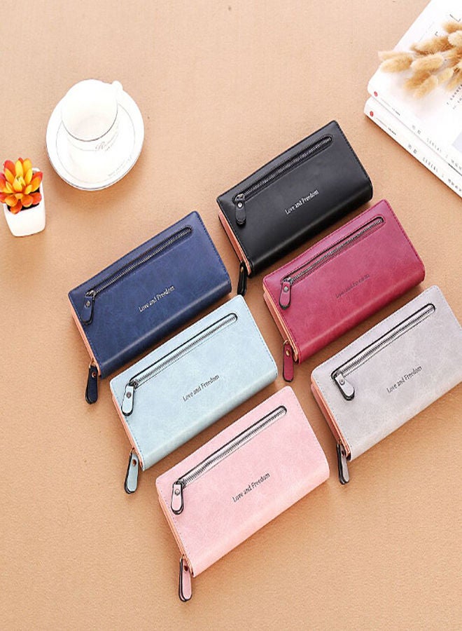 New Leather Women Wallet Coin Pocket Hasp Card Money Bags Soft Holder Casual Ladies Clutch Wallet Long Female Purse Blue  - Image 5