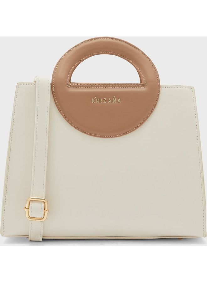 Circle Handle Satchel White/Beige - v1634480076/N51391327A_1