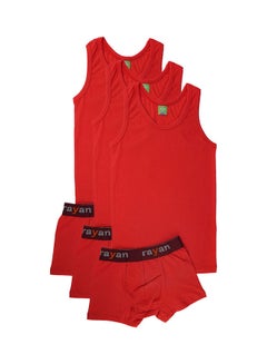 Rayan 6-Piece Undershirt And Boxer Underwear Set Red  - Image 1