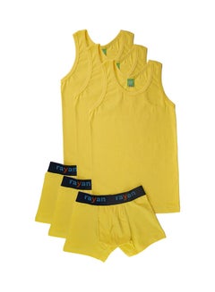 Rayan 6-Piece Undershirt And Boxer Underwear Set Yellow  - Image 1