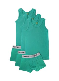 Rayan 6-Piece Undershirt And Boxer Underwear Set Sea Green  - Image 1