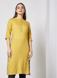 Mandarin Neck Kurta Yellow