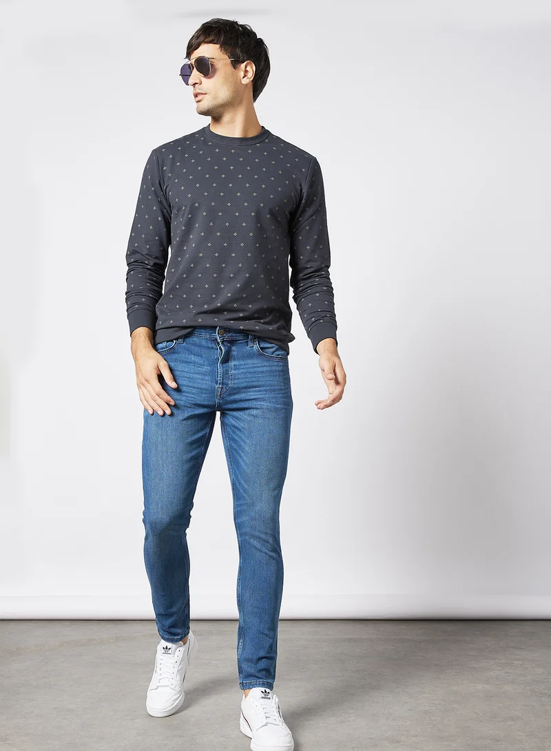 Only & Sons All-Over Print Sweatshirt Navy