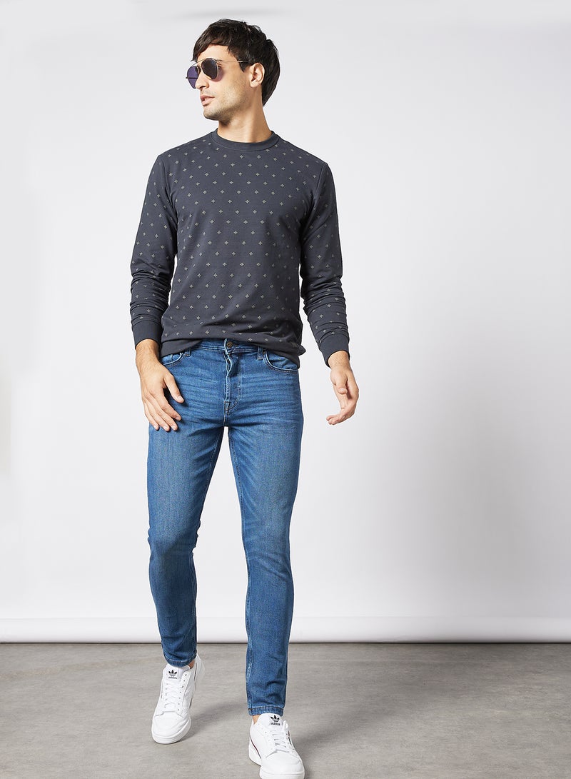 Only & Sons - All-Over Print Sweatshirt Navy - Image 1