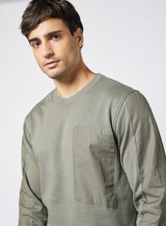 Tech Crew Neck Sweatshirt Green/Grey - v1634489114/N45402560V_3