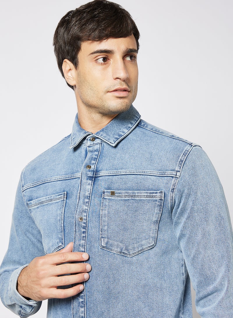 Only & Sons Essential Denim Shirt Blue  - Image 3