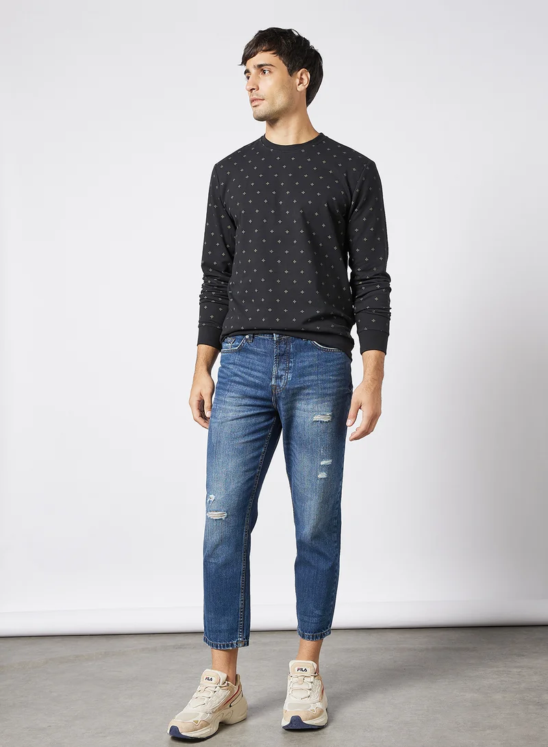 Only & Sons All-Over Print Sweatshirt Black