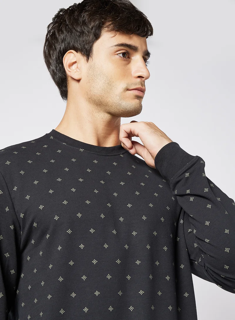 Only & Sons All-Over Print Sweatshirt Black