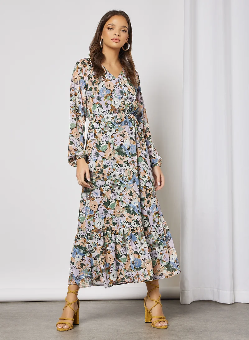 ONLY Floral Print Midi Dress Multicolour