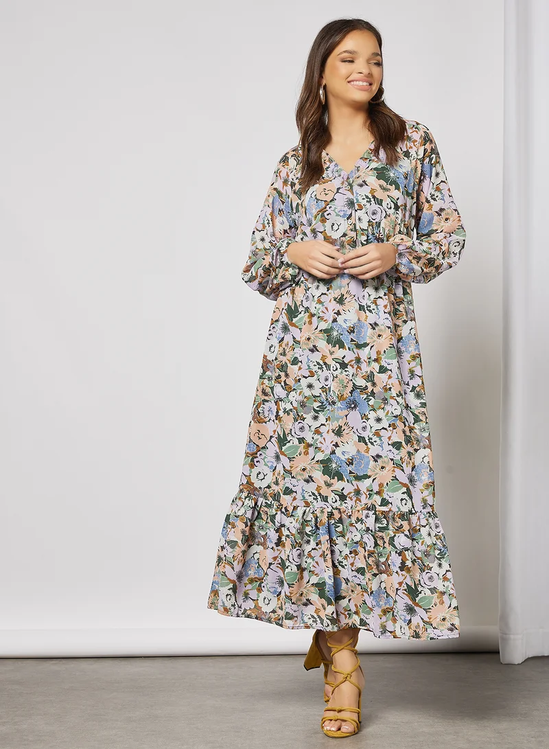 ONLY Floral Print Midi Dress Multicolour