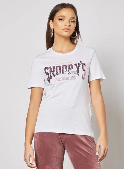 ONLY Basic Text Print T-Shirt White