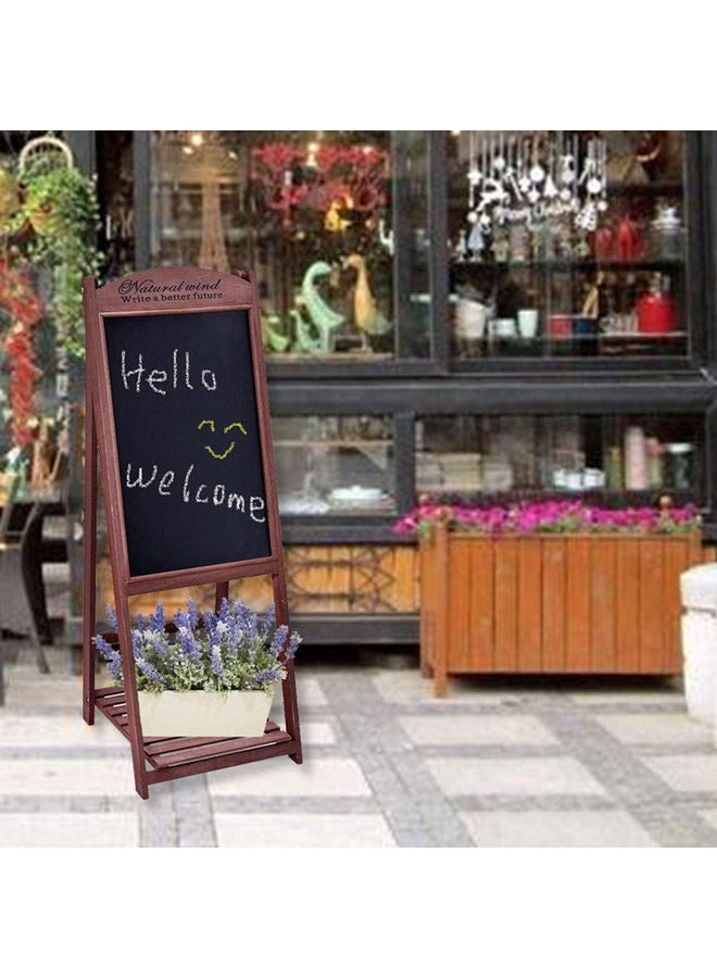 LINGWEI Ladder Flower Rack With Wooden Foldable Writing Board Brown 42x42x111cm  - Image 2